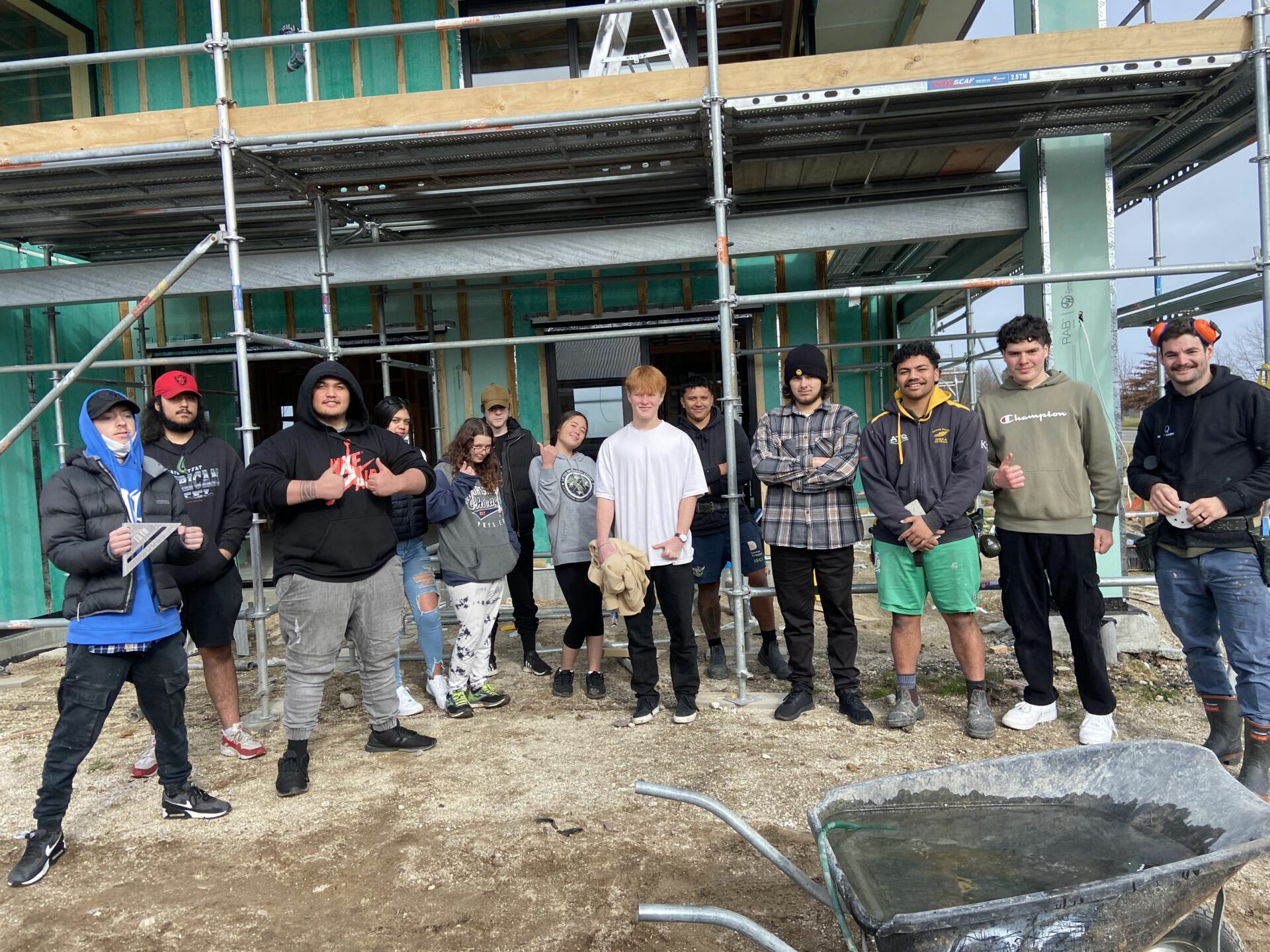 Pathways students at building site